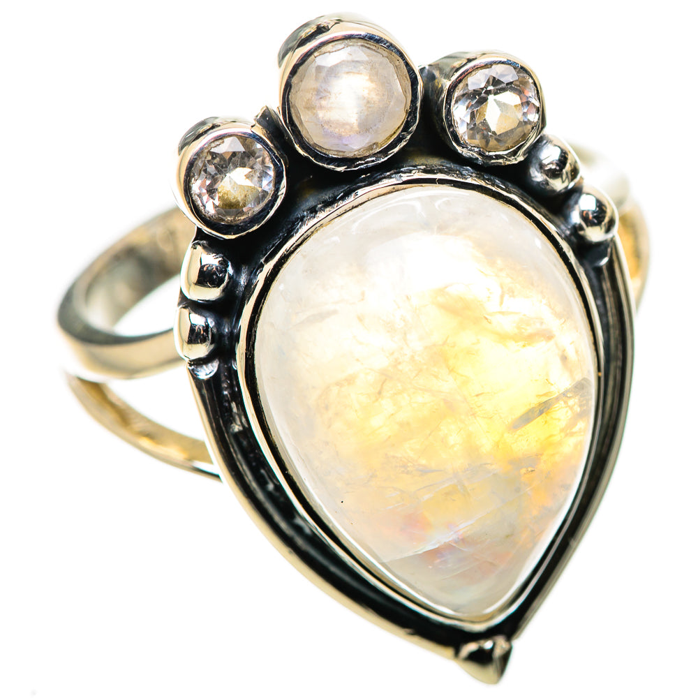 Rainbow Moonstone Rings handcrafted by Ana Silver Co - RING134462 - Photo 2