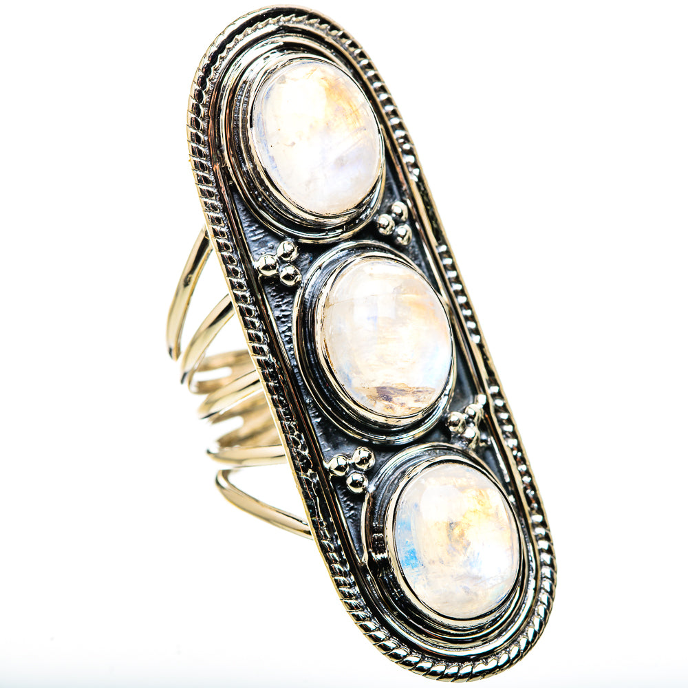 Rainbow Moonstone Rings handcrafted by Ana Silver Co - RING134481 - Photo 2
