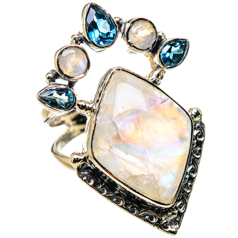 Rainbow Moonstone Rings handcrafted by Ana Silver Co - RING134492 - Photo 2