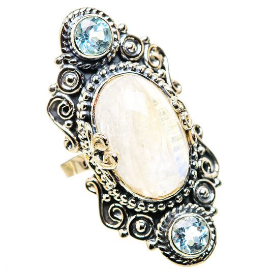 Rainbow Moonstone Rings handcrafted by Ana Silver Co - RING134498 - Photo 2