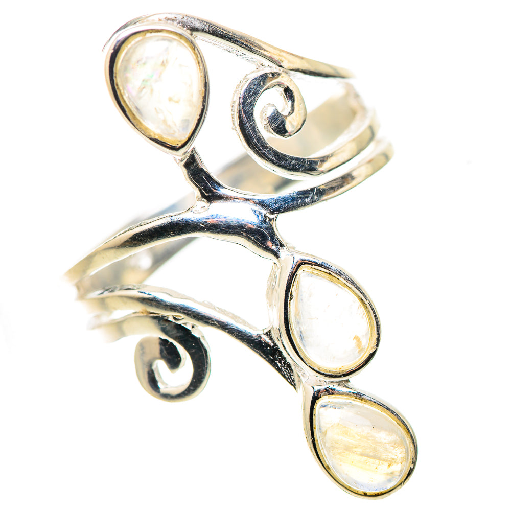 Rainbow Moonstone Rings handcrafted by Ana Silver Co - RING134573_Size-8 - Photo 2