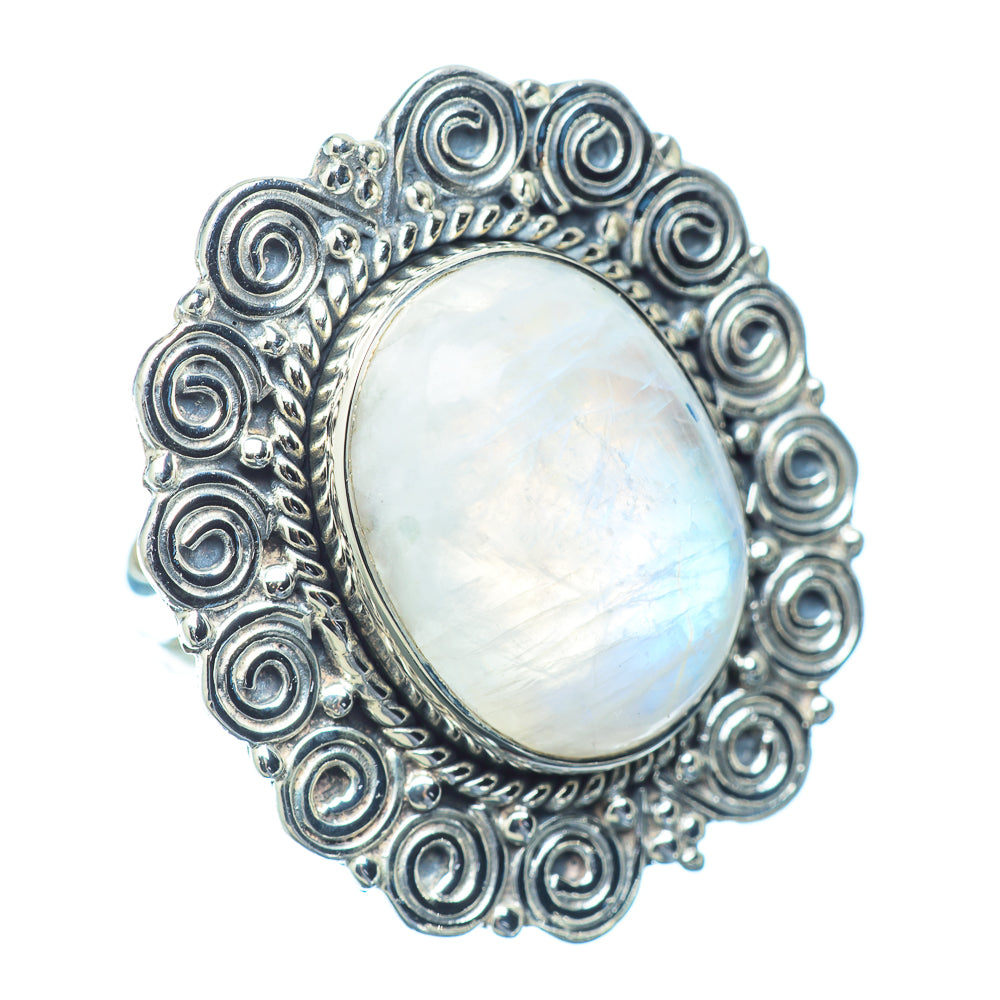 Rainbow Moonstone Rings handcrafted by Ana Silver Co - RING13577