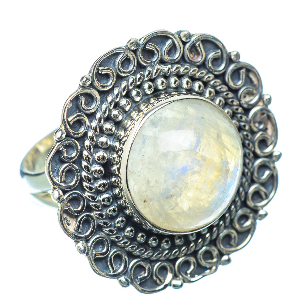 Rainbow Moonstone Rings handcrafted by Ana Silver Co - RING13662
