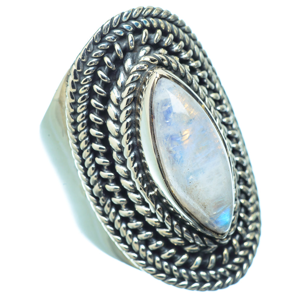 Rainbow Moonstone Rings handcrafted by Ana Silver Co - RING14238