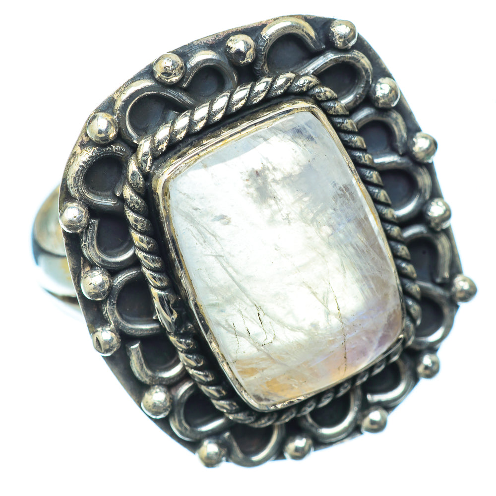 Rainbow Moonstone Rings handcrafted by Ana Silver Co - RING14263