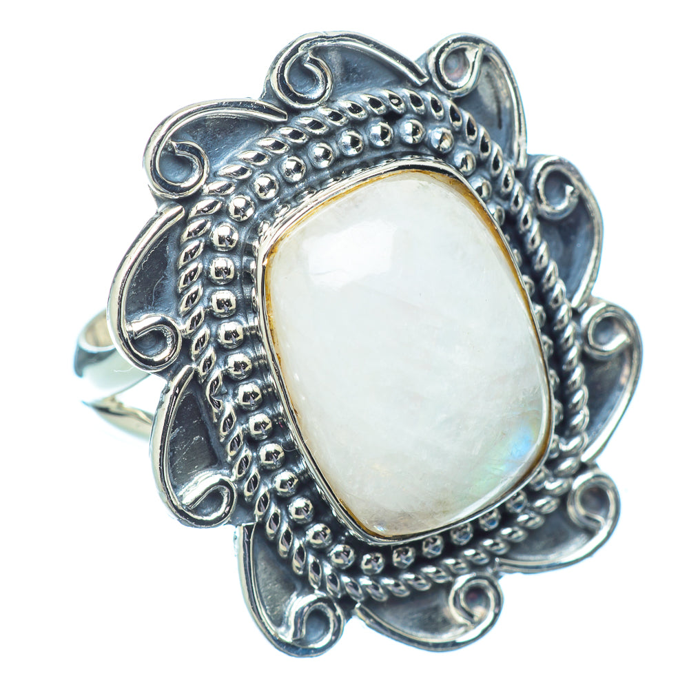 Rainbow Moonstone Rings handcrafted by Ana Silver Co - RING14726