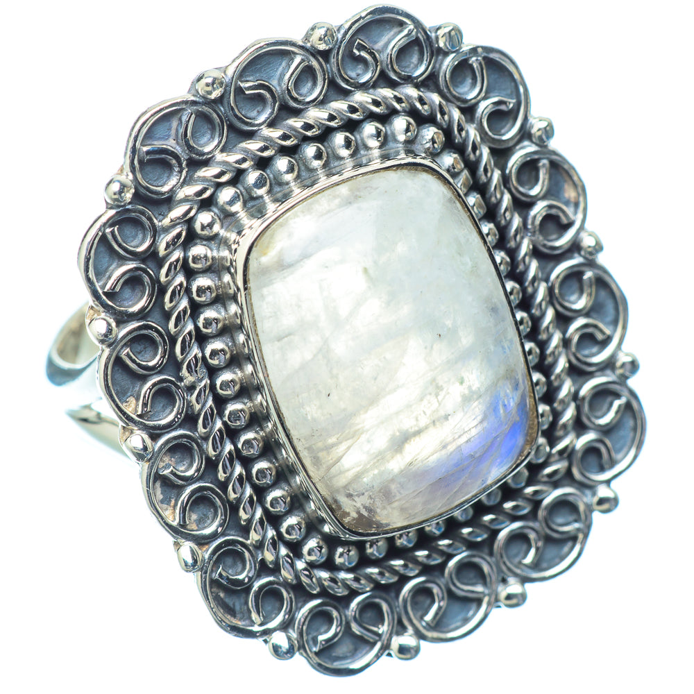 Rainbow Moonstone Rings handcrafted by Ana Silver Co - RING14886