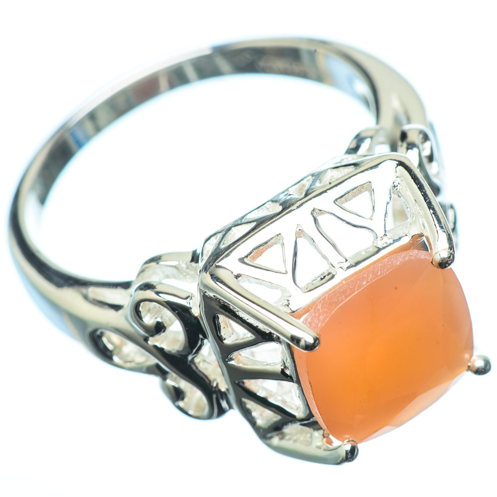 Peach Moonstone Rings handcrafted by Ana Silver Co - RING20017