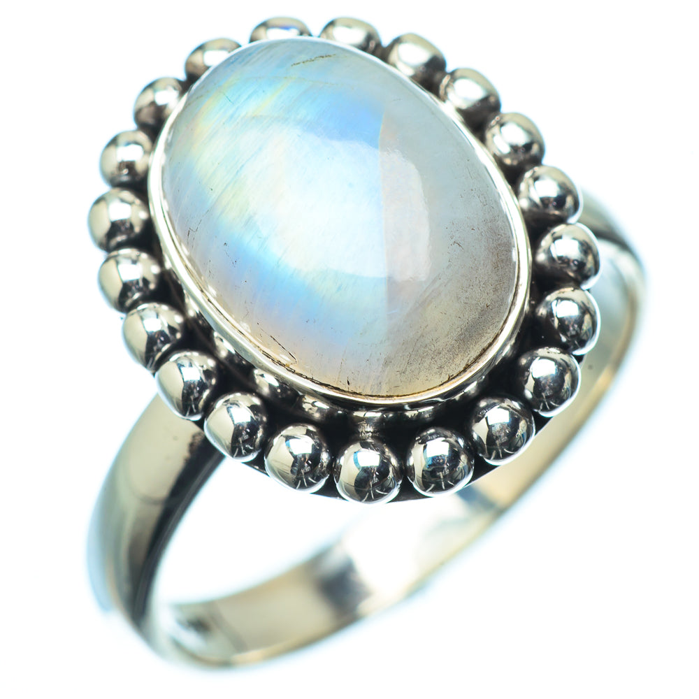 Rainbow Moonstone Rings handcrafted by Ana Silver Co - RING20050