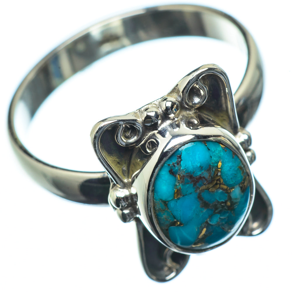 Blue Copper Composite Turquoise Rings handcrafted by Ana Silver Co - RING23515