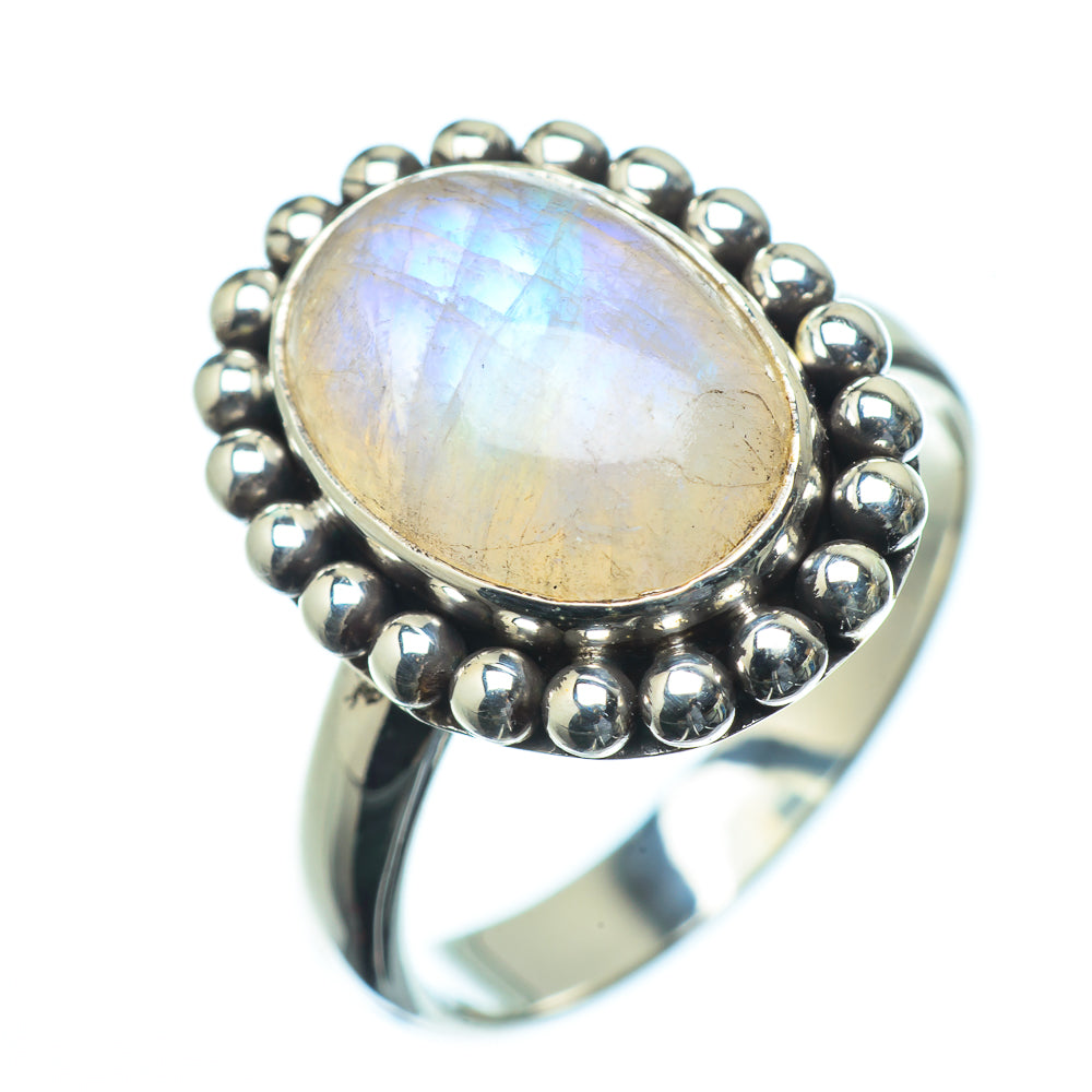 Rainbow Moonstone Rings handcrafted by Ana Silver Co - RING23623