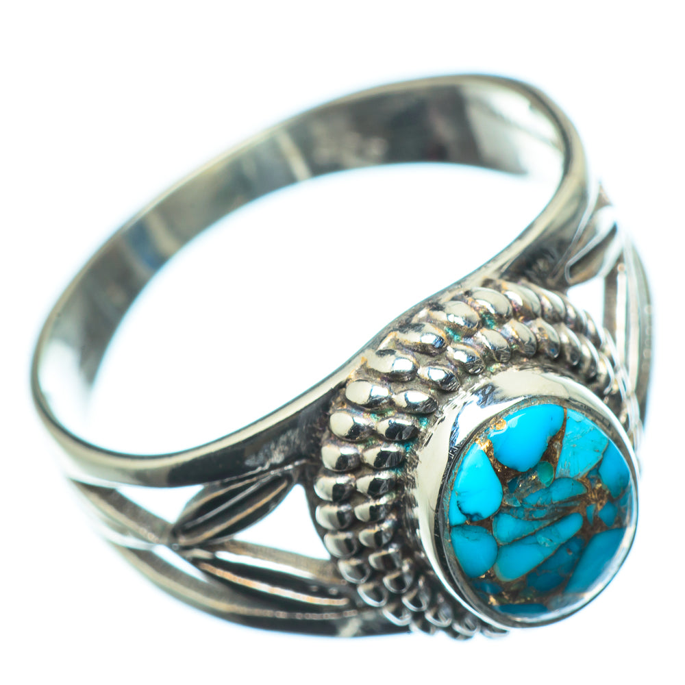 Blue Copper Composite Turquoise Rings handcrafted by Ana Silver Co - RING23652
