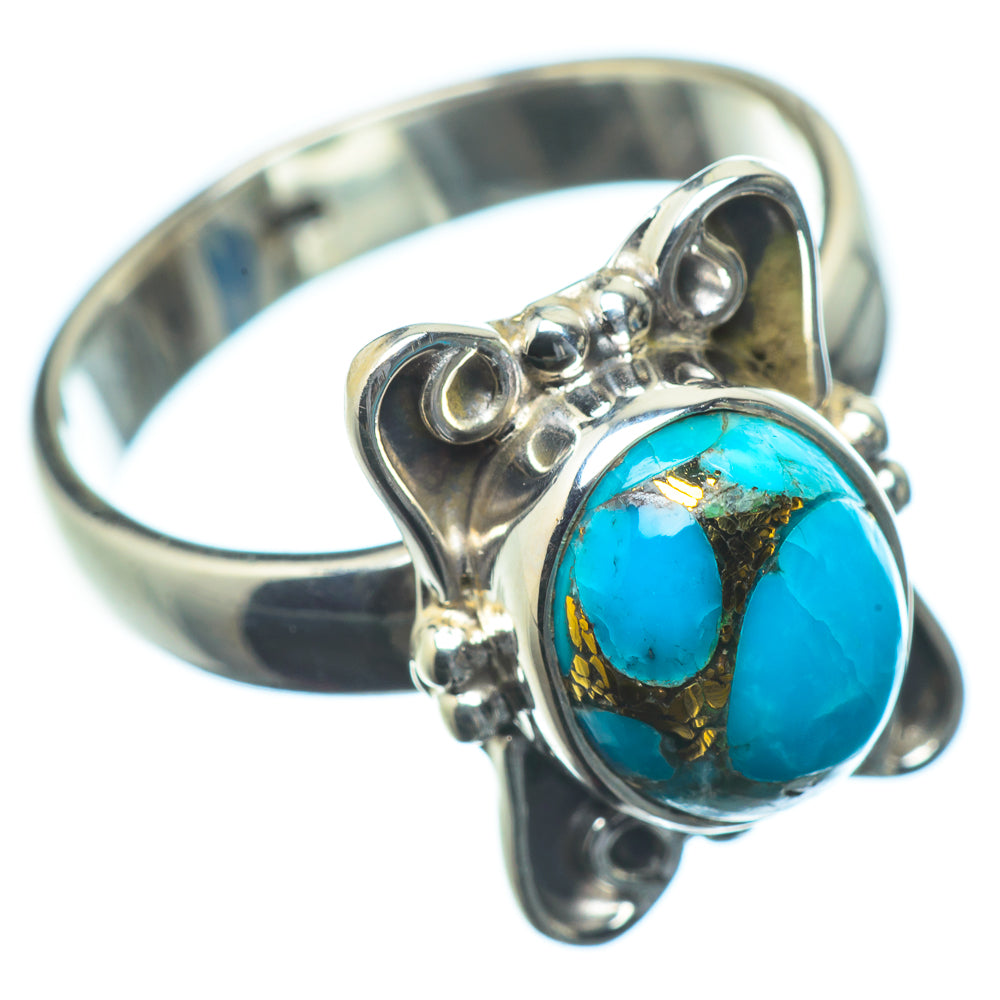 Blue Copper Composite Turquoise Rings handcrafted by Ana Silver Co - RING23799