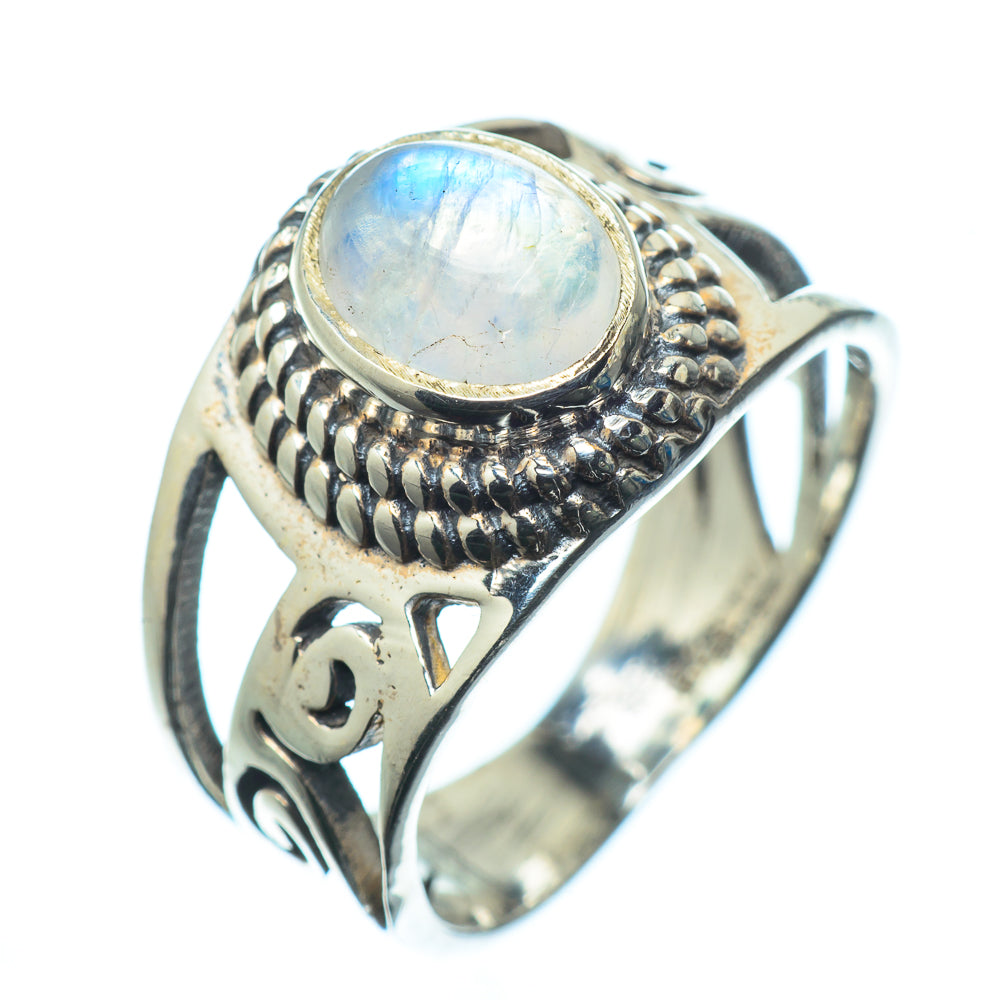 Rainbow Moonstone Rings handcrafted by Ana Silver Co - RING23933