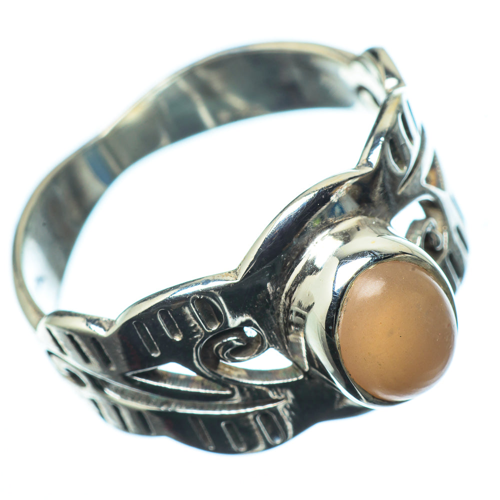 Peach Moonstone Rings handcrafted by Ana Silver Co - RING24078