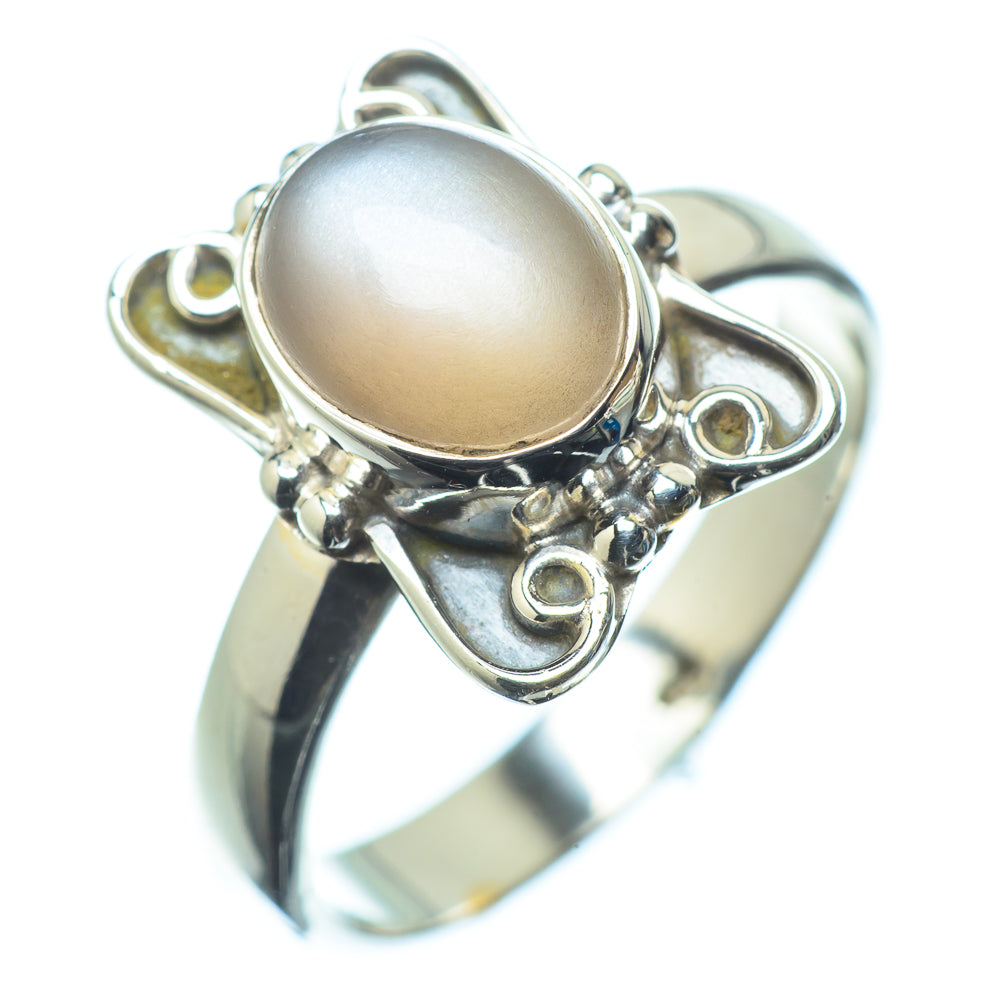 Peach Moonstone Rings handcrafted by Ana Silver Co - RING24154