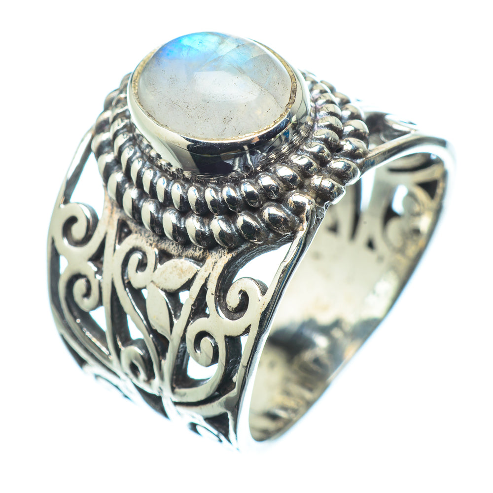Rainbow Moonstone Rings handcrafted by Ana Silver Co - RING24422