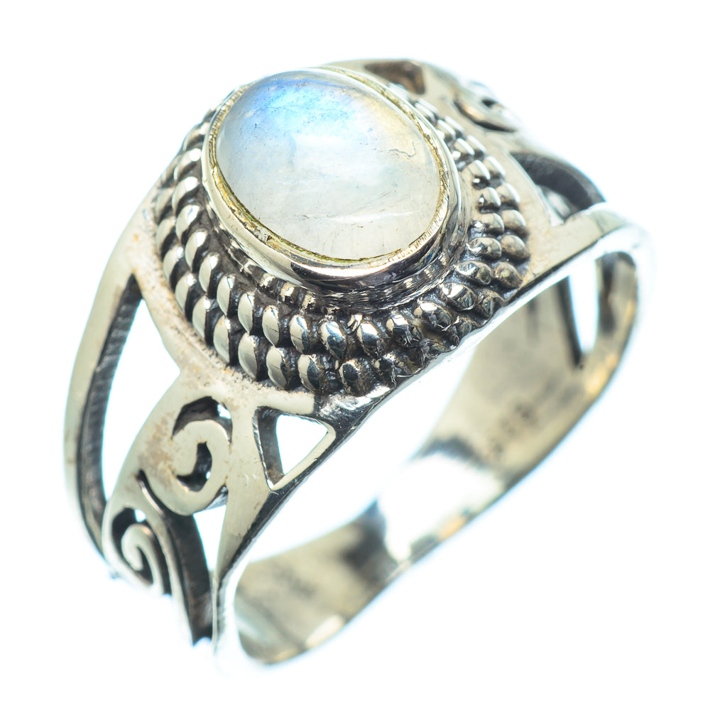 Rainbow Moonstone Rings handcrafted by Ana Silver Co - RING24608