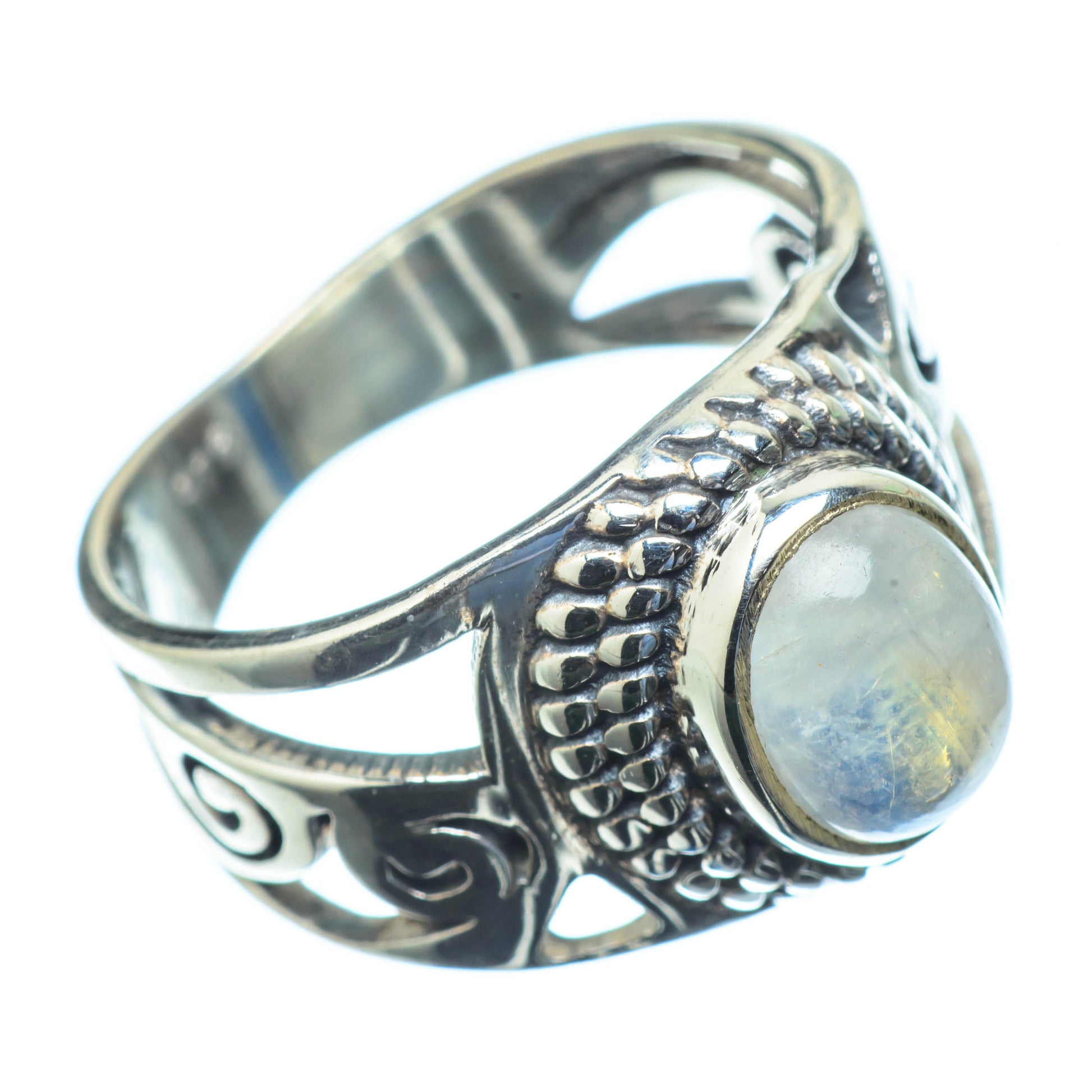Rainbow Moonstone Rings handcrafted by Ana Silver Co - RING25540