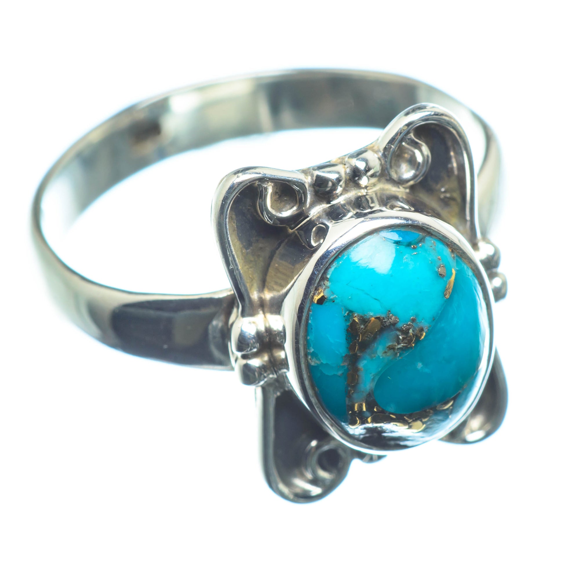 Blue Copper Composite Turquoise Rings handcrafted by Ana Silver Co - RING26037