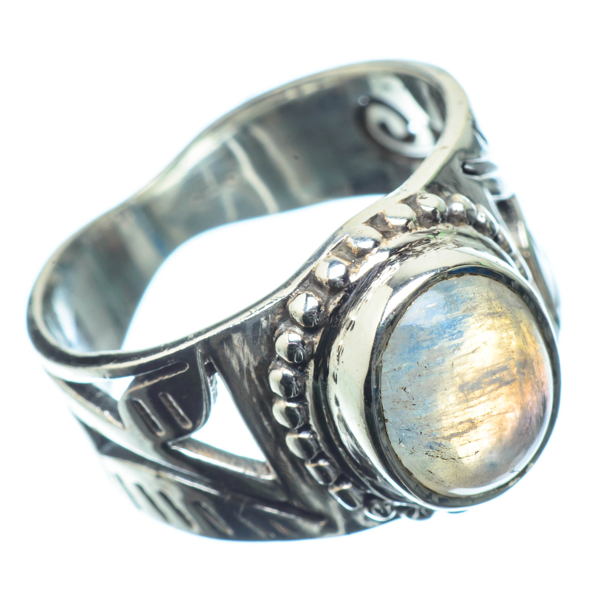 Rainbow Moonstone Rings handcrafted by Ana Silver Co - RING26791