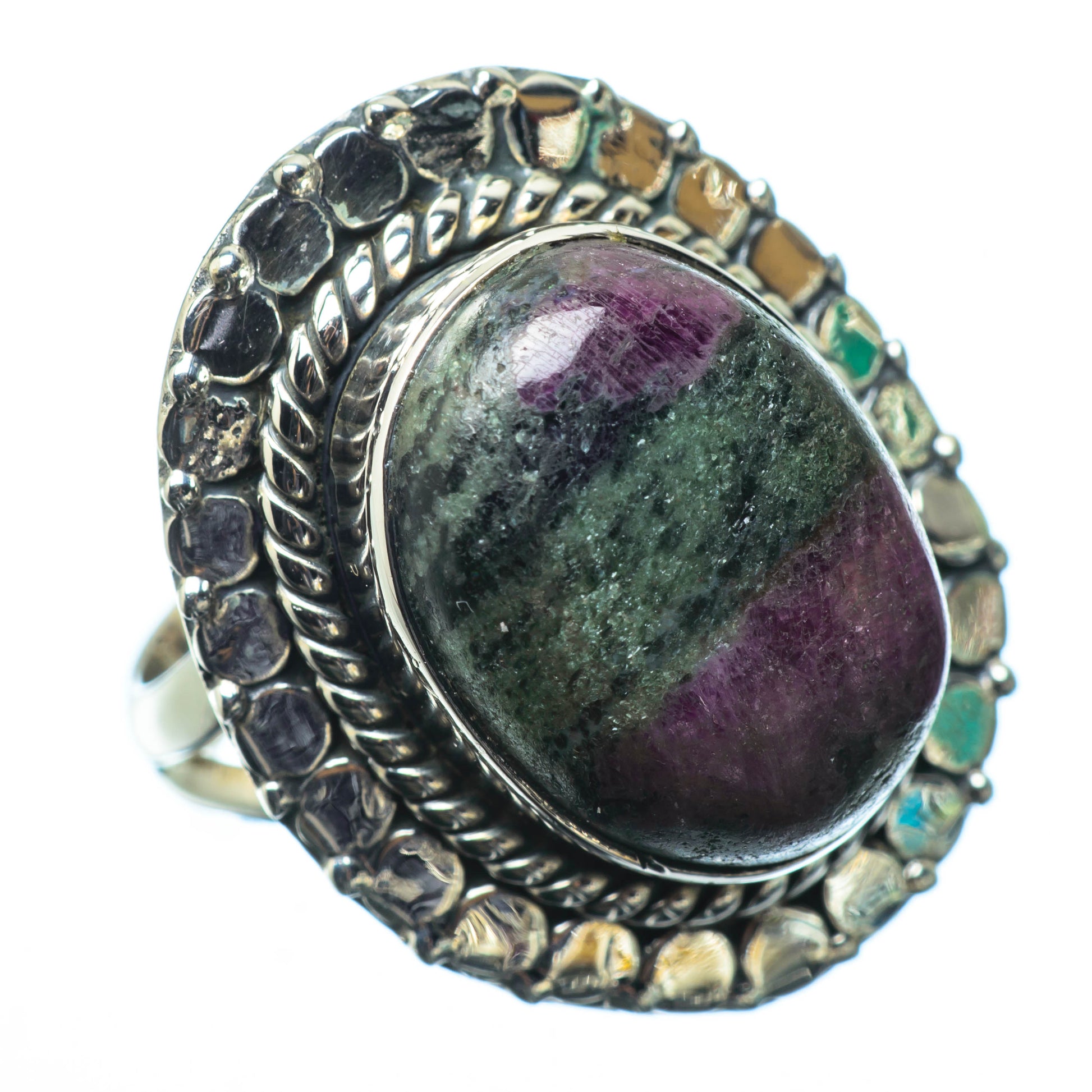 Ruby Zoisite Rings handcrafted by Ana Silver Co - RING27894
