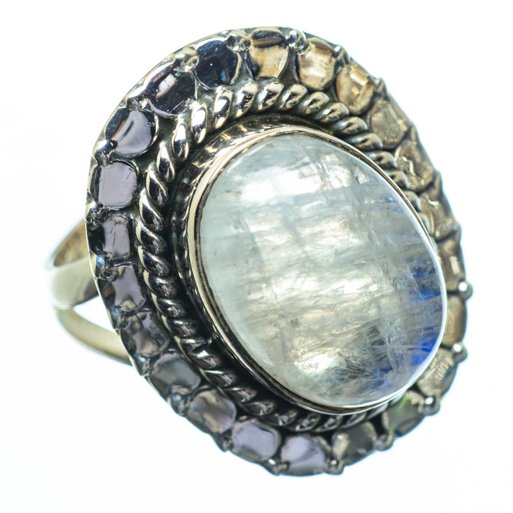 Rainbow Moonstone Rings handcrafted by Ana Silver Co - RING28594