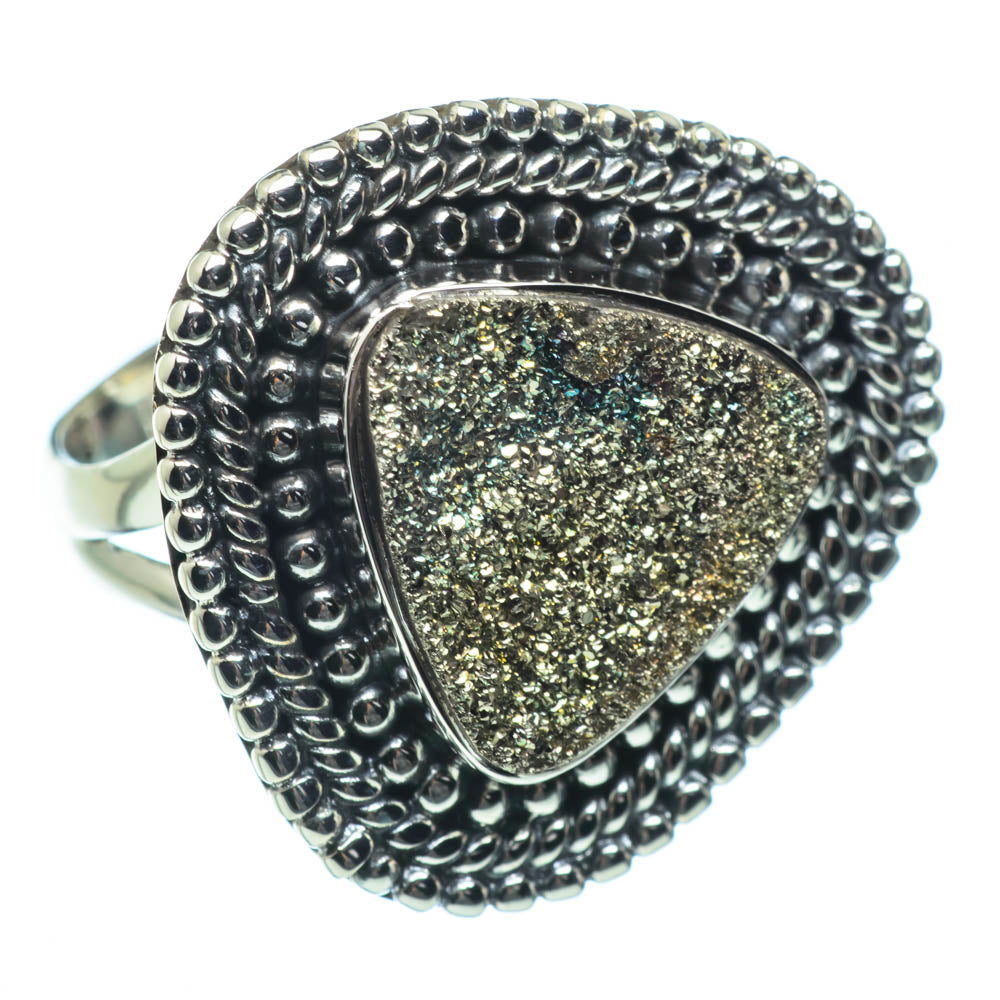 Spectro Pyrite Druzy Rings handcrafted by Ana Silver Co - RING29218