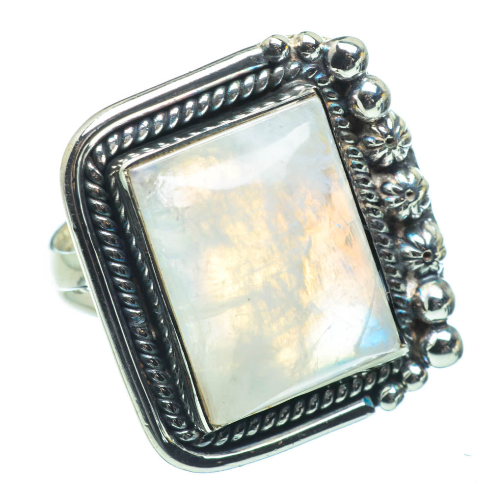 Rainbow Moonstone Rings handcrafted by Ana Silver Co - RING29505