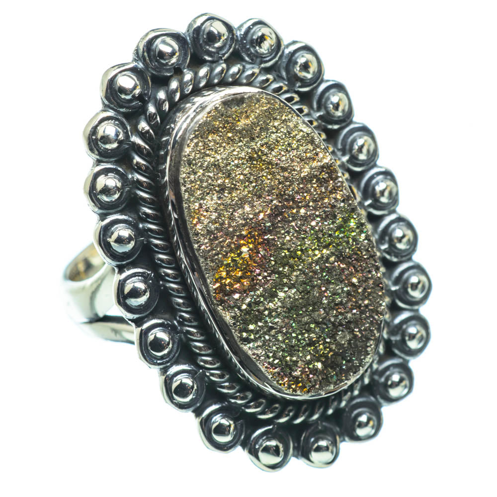 Spectro Pyrite Druzy Rings handcrafted by Ana Silver Co - RING29528