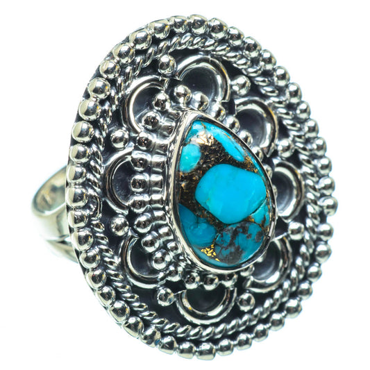Blue Copper Composite Turquoise Rings handcrafted by Ana Silver Co - RING29582