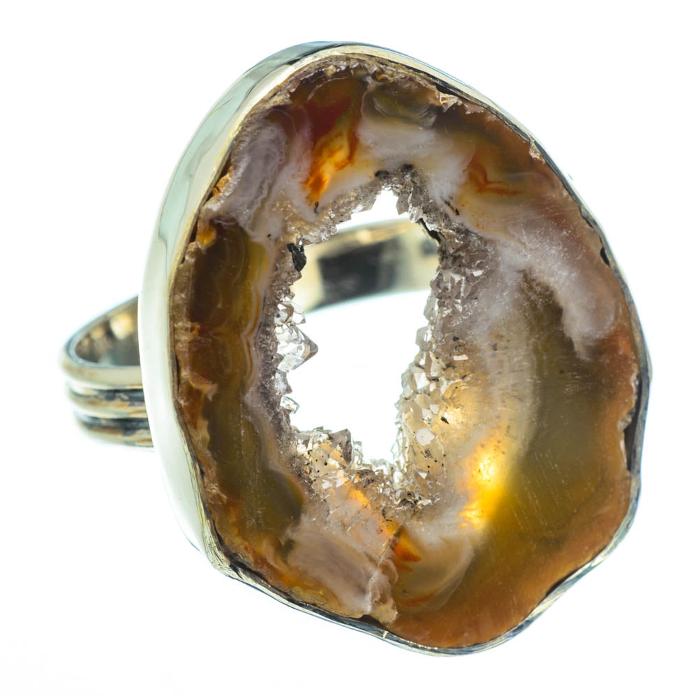 Coconut Geode Druzy Rings handcrafted by Ana Silver Co - RING30208