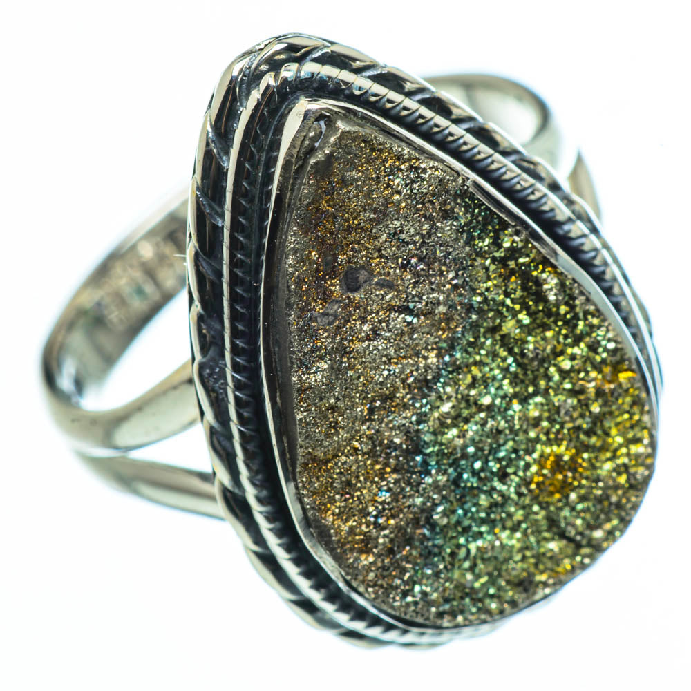 Spectro Pyrite Druzy Rings handcrafted by Ana Silver Co - RING30414