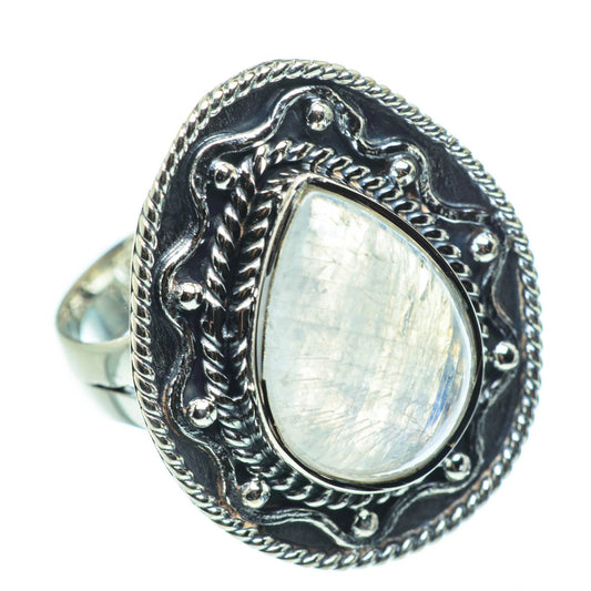 Rainbow Moonstone Rings handcrafted by Ana Silver Co - RING30482