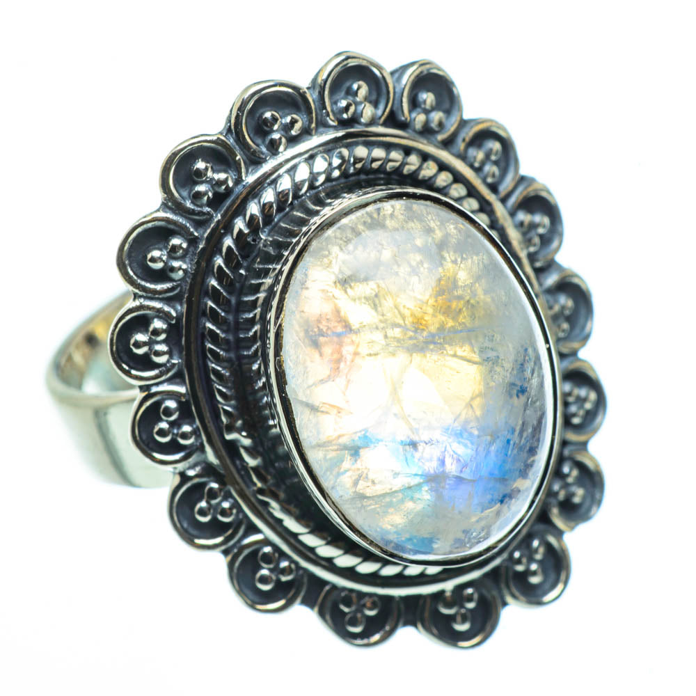 Rainbow Moonstone Rings handcrafted by Ana Silver Co - RING30597