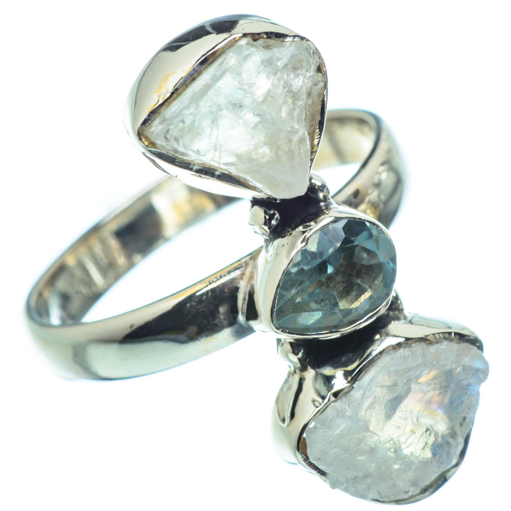 Rainbow Moonstone Rings handcrafted by Ana Silver Co - RING30838