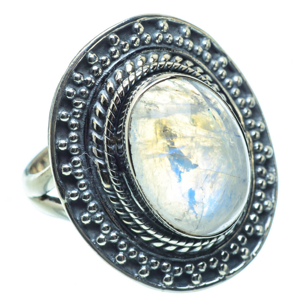 Rainbow Moonstone Rings handcrafted by Ana Silver Co - RING30951