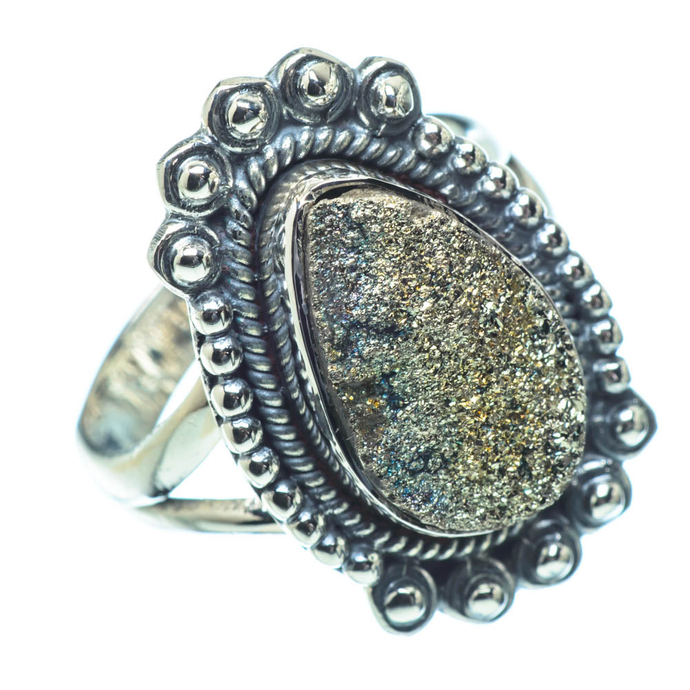 Spectro Pyrite Druzy Rings handcrafted by Ana Silver Co - RING31288