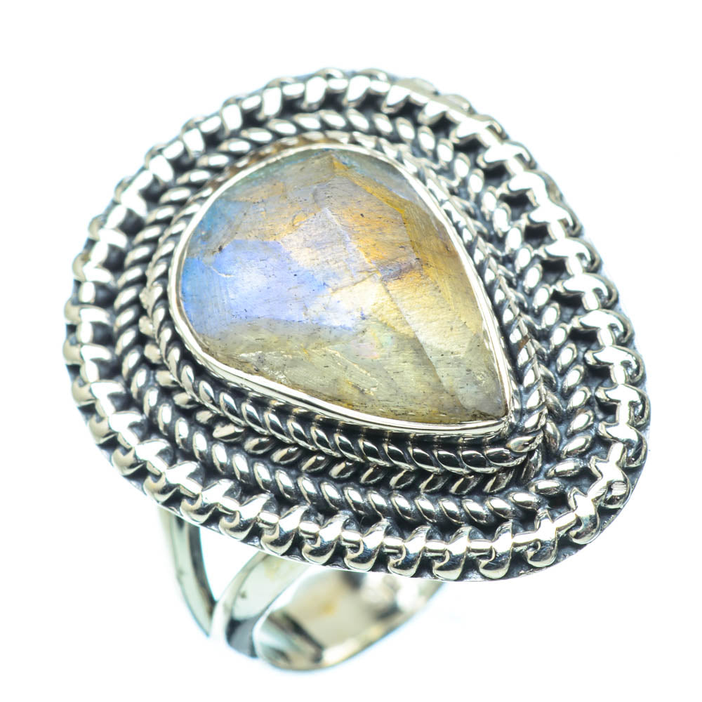 Rainbow Moonstone Rings handcrafted by Ana Silver Co - RING32159
