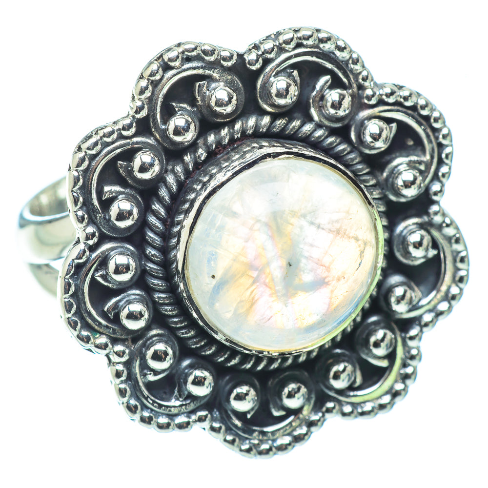 Rainbow Moonstone Rings handcrafted by Ana Silver Co - RING32543