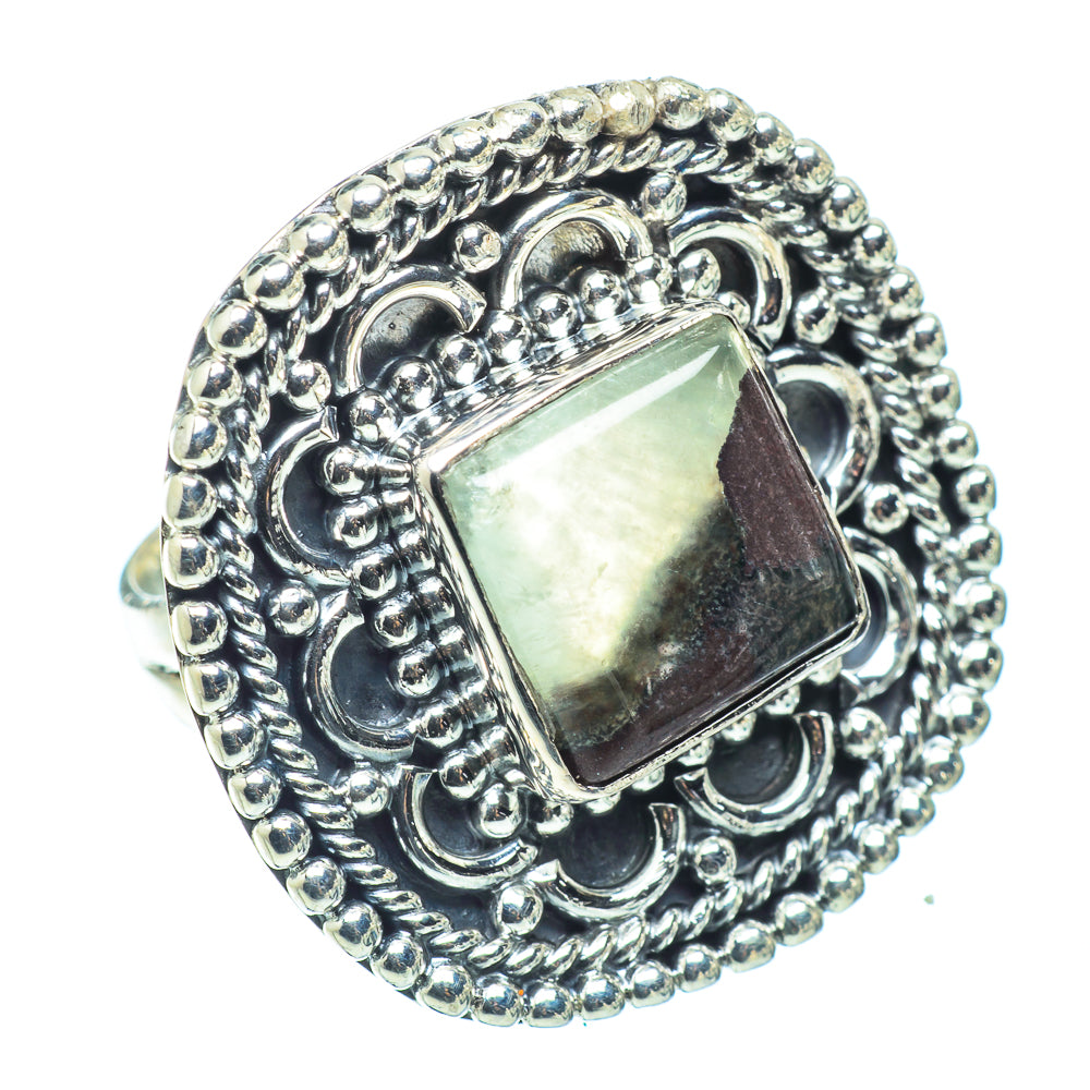 Boulder Prehnite Rings handcrafted by Ana Silver Co - RING32693