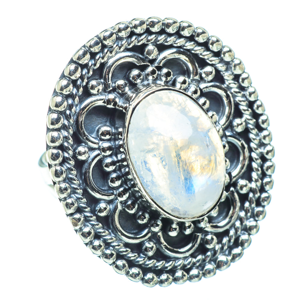 Rainbow Moonstone Rings handcrafted by Ana Silver Co - RING32760