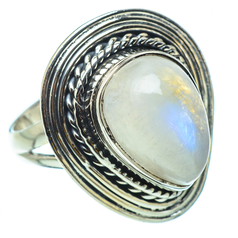 Rainbow Moonstone Rings handcrafted by Ana Silver Co - RING32869