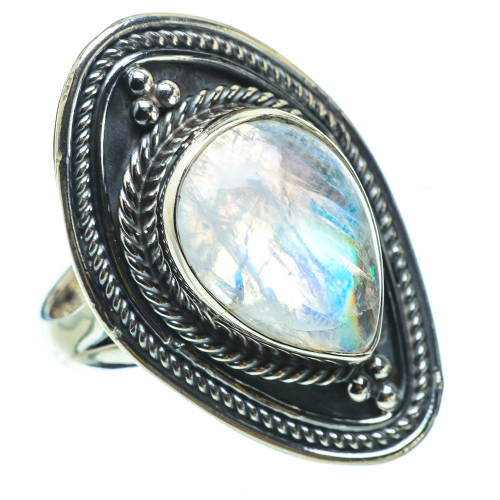 Rainbow Moonstone Rings handcrafted by Ana Silver Co - RING32915
