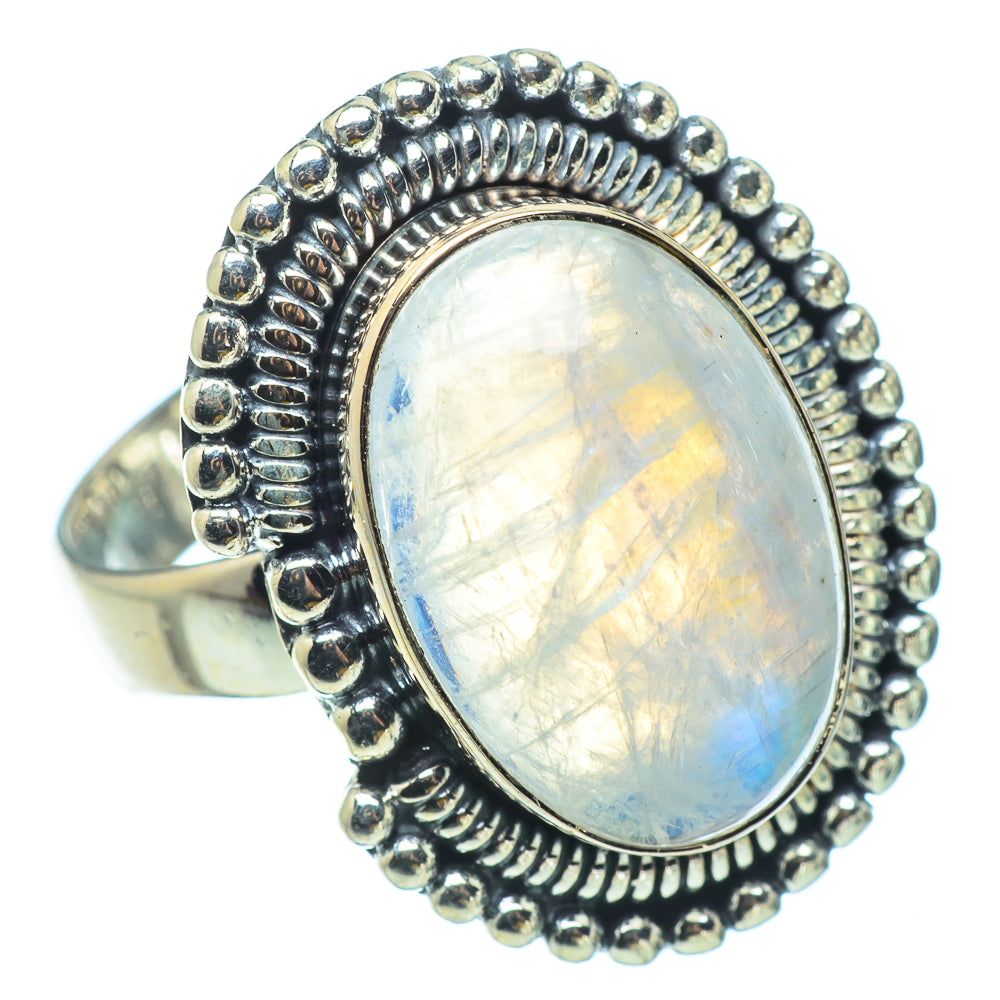 Rainbow Moonstone Rings handcrafted by Ana Silver Co - RING32942