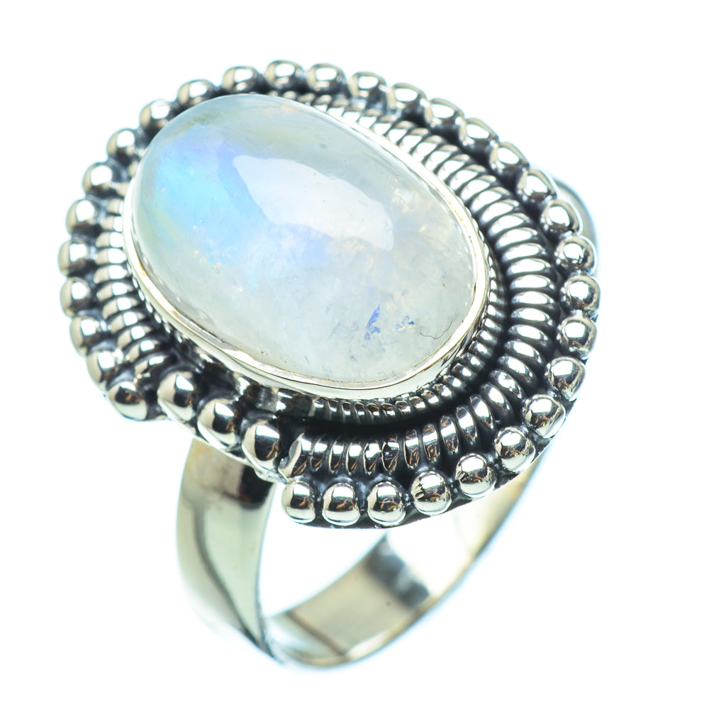 Rainbow Moonstone Rings handcrafted by Ana Silver Co - RING32962