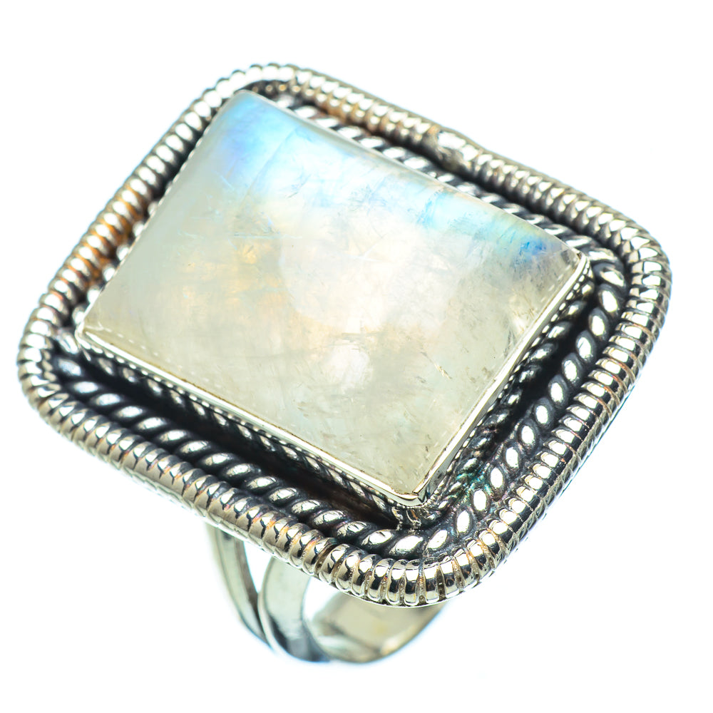 Rainbow Moonstone Rings handcrafted by Ana Silver Co - RING33250