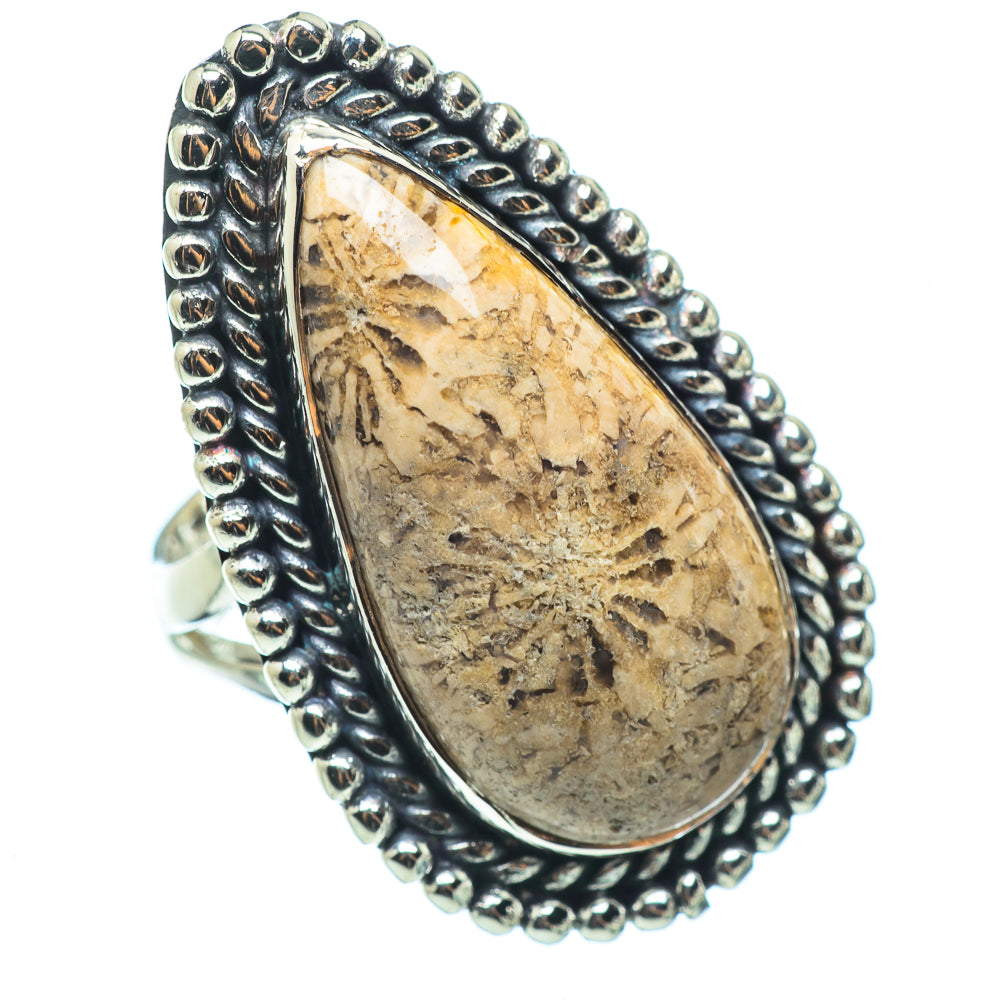 Fossil Coral Rings handcrafted by Ana Silver Co - RING33406
