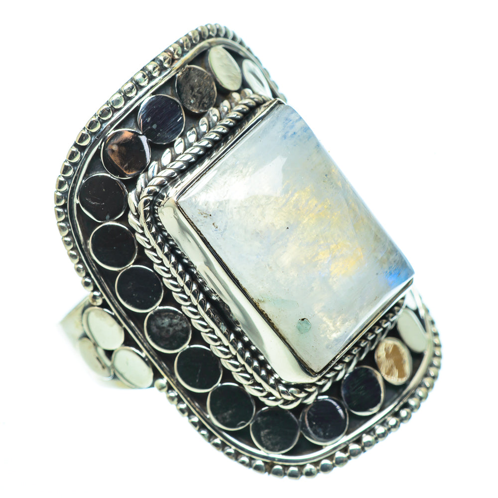 Rainbow Moonstone Rings handcrafted by Ana Silver Co - RING33608