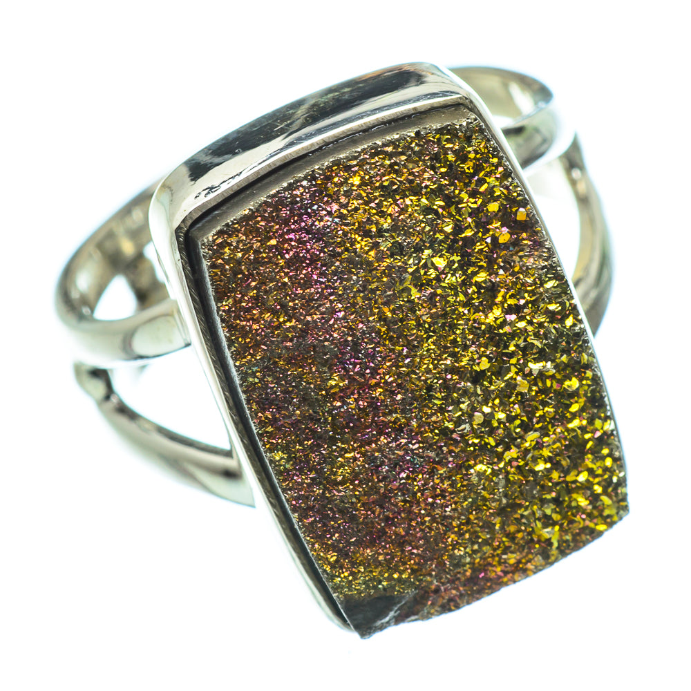 Spectro Pyrite Druzy Rings handcrafted by Ana Silver Co - RING33811